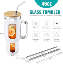 Load image into Gallery viewer, Glass Tumbler With Lid And Straw, 46 Oz